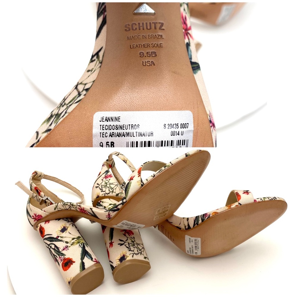 Schutz Jeannine Floral Strap Block High Heel in Nude Beige Size 9.5 New with Tag - Picture 11 of 11